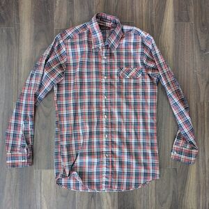 Vintage Levi's Action Shirt Red and Blue Plaid Casual Button Down Made in USA